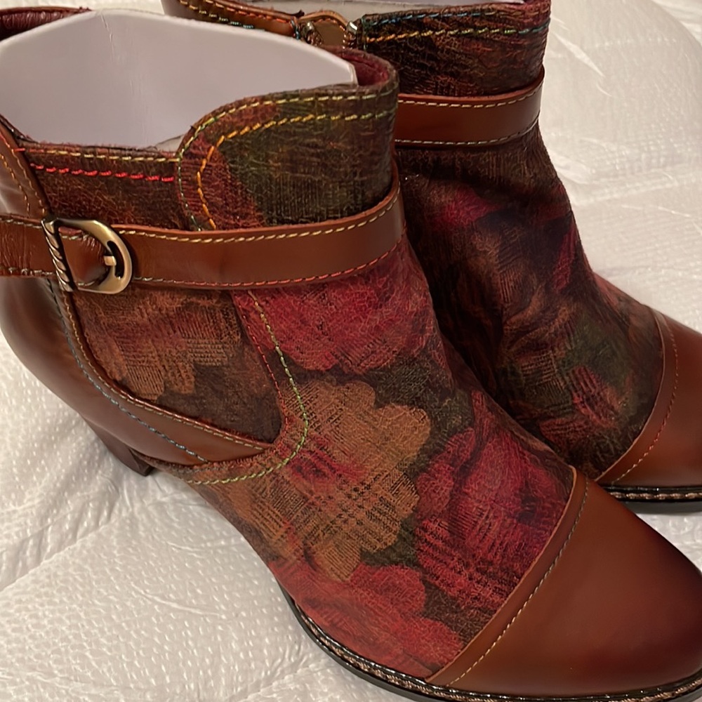 NEW L'Artiste by Spring Step Ankle Boots- Captivate-Brown Multi- Size 41